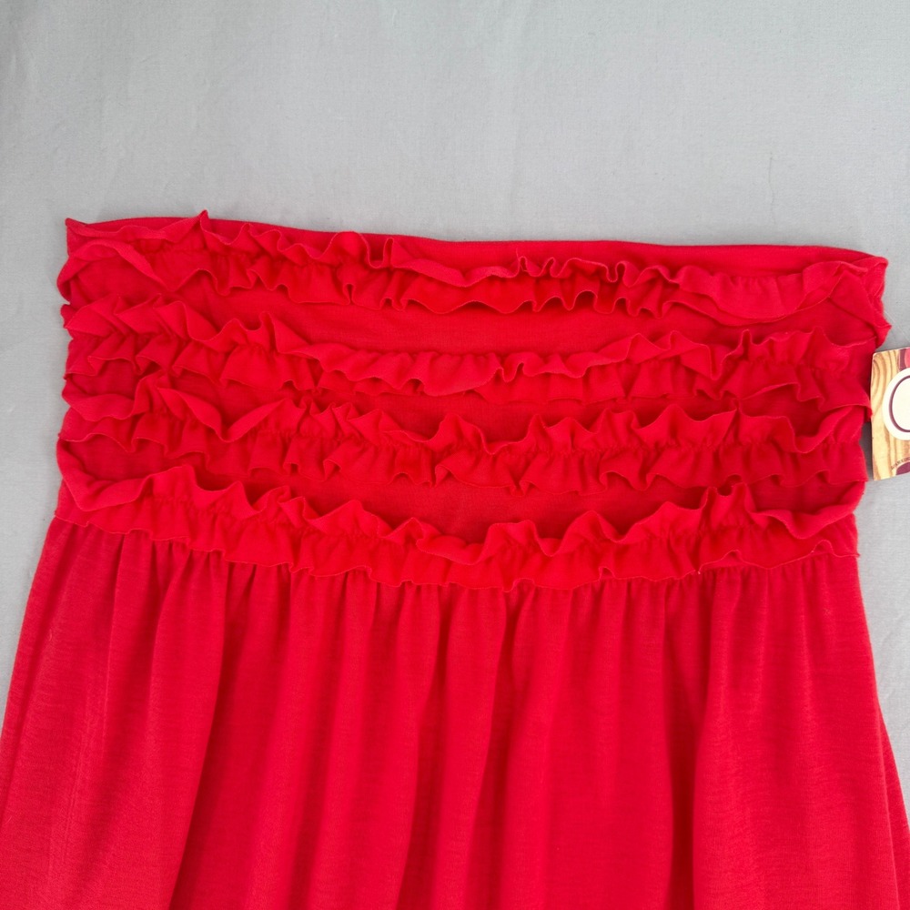 OP Ocean Pacific Y2K Red Ruffle Bandeau Cover Up Dress Large Heart Beat OJ31900Y